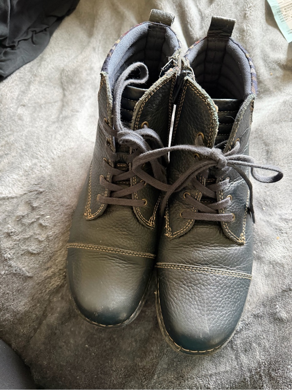 Clarks Black Leather Lace-Up Ankle Boots